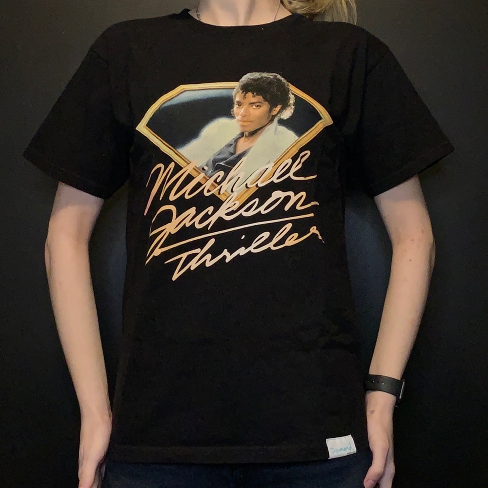 Michael Jackson black graphic T-shirt thriller